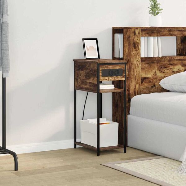 vidaXL Nattbordskap R&oslash;kt eik 41 x 28 x 76 cm Konstruert tre