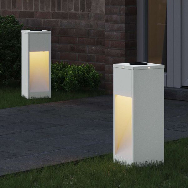 vidaXL Solcelle LED Stibelys 2 pcs Hvit Kaldvalset stål
