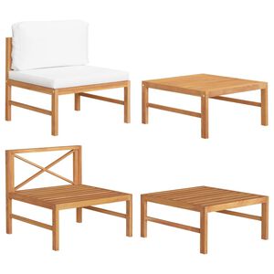 vidaXL Hagesofagruppe med kremhvite puter 2 deler teak