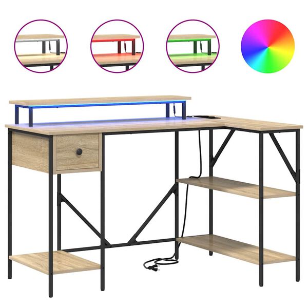 vidaXL Skrivebord Sonoma eik 120 x 79 x 86,5 cm Konstruert tre