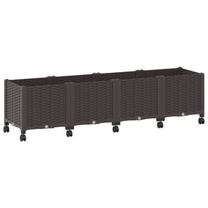 vidaXL Hagekrukke med hjul Brun 160 x 40 x 44 cm PP