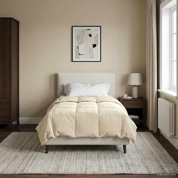 vidaXL Full &aring;r dyne Quilted Krem 140 x 200 cm Mikrofiber