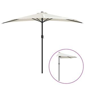 vidaXL Balkongparasoll med aluminiumsstang sandfarget 300x155 cm halv