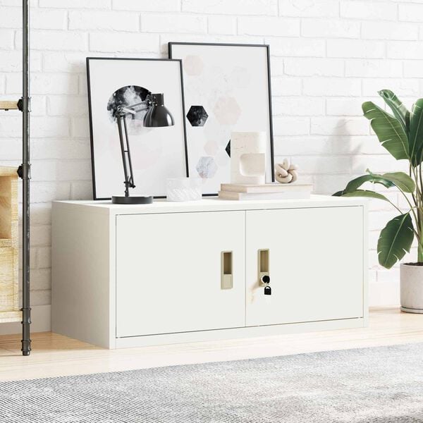 vidaXL Oppbevaringsskap Hvit 90 x 40 x 40 cm Kaldvalsget St&aring;l