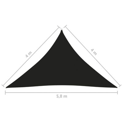 vidaXL Solseil oxfordstoff trekantet 4x4x5,8 m svart