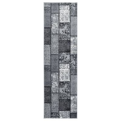 vidaXL Teppeløper BCF grå med blokkmønster 100x400 cm