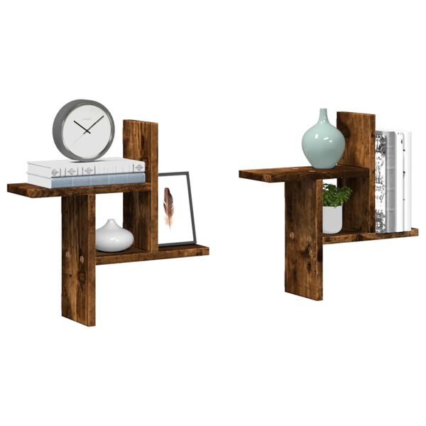 vidaXL Vegghyller 2 stk r&oslash;kt eik 38x12x38 cm konstruert tre