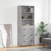 vidaXL Highboard betonggr&aring; 69,5x34x180 cm konstruert tre