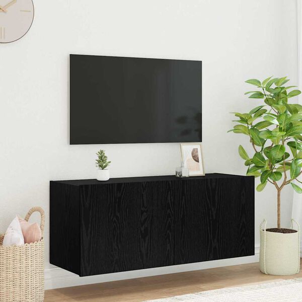 vidaXL TV Veggskap Svart Eik 100 x 35 x 41 cm Konstruert tre