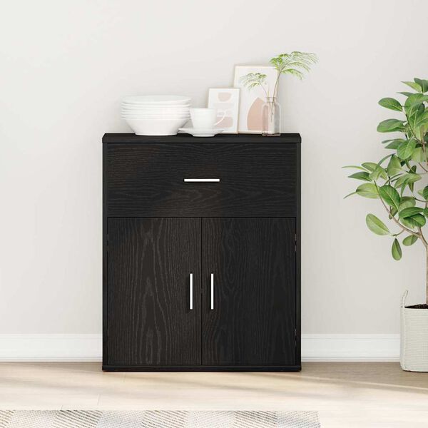 vidaXL Serviesskap med skuff Svart Eik 60 x 31 x 70 cm Konstruert tre