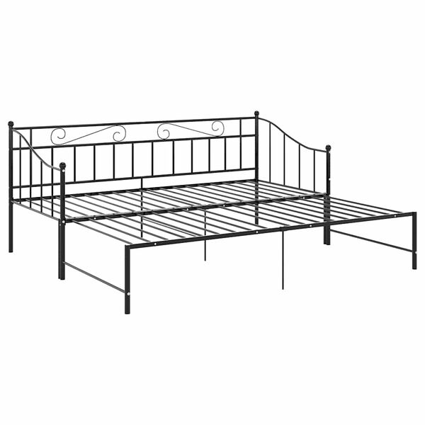 vidaXL Uttrekkbar ramme til sovesofa svart metall 90x200 cm