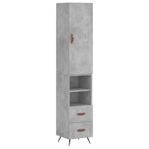 vidaXL Highboard betonggr&aring; 34,5x34x180 cm konstruert tre