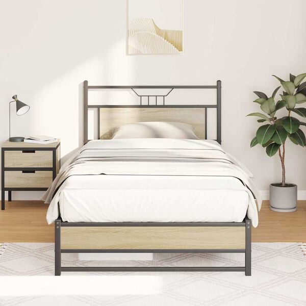 vidaXL Sengeramme uten madrass sonoma eik 100x200 cm konstruert tre