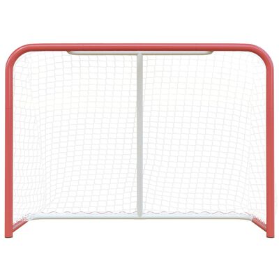 vidaXL Hockeymål med nett rød og hvit 153x60x118 cm stål og polyester