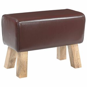 vidaXL benk 60 x 30 x 45 cm Ekte L&aelig;r M&oslash;rk brun
