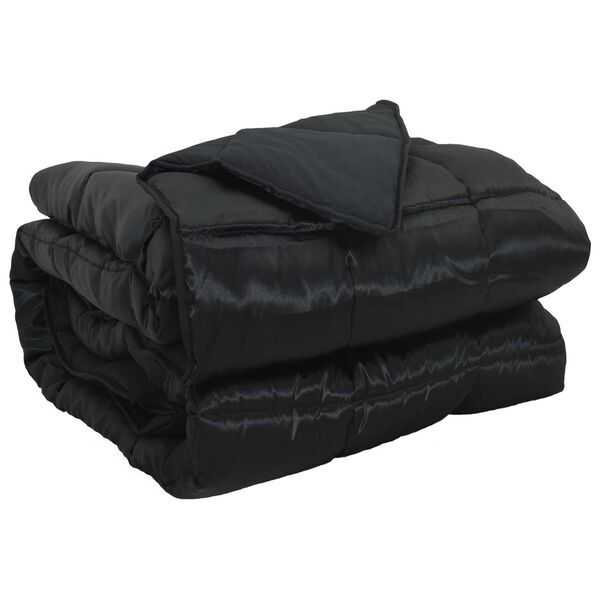 vidaXL Full &aring;r dyne Svart 200 x 200 cm Sateng og mikrofiber