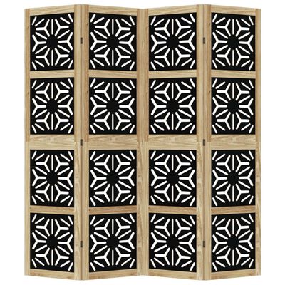 vidaXL Romdeler 4 paneler brun og svart heltre keisertre