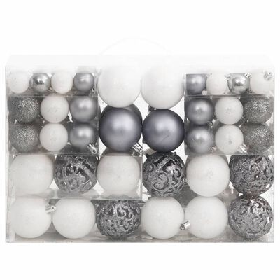 vidaXL Julekulesett 111 deler hvit og grå polystyren