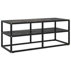 vidaXL TV-benk svart med svart marmorglass 100x40x40 cm