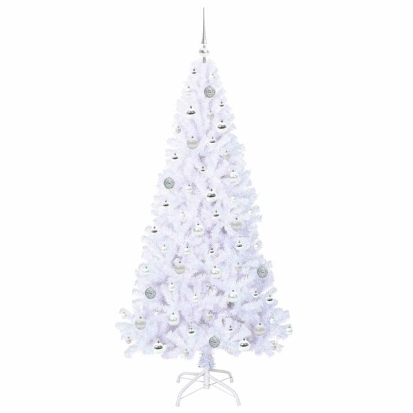 vidaXL Kunstig juletre med 300 LED med stativ Hvit 180 cm PVC og stål