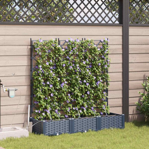 vidaXL Hageblomsterpotte 3 pcs Gr&aring; 120 x 40 x 126 cm Plast