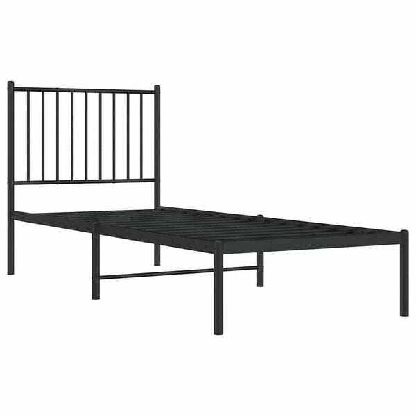 vidaXL Sengeramme i metall med hodegavl svart 75x190 cm