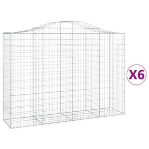 vidaXL Gabionkurver buede 6 stk 200x50x140/160 cm galvanisert jern