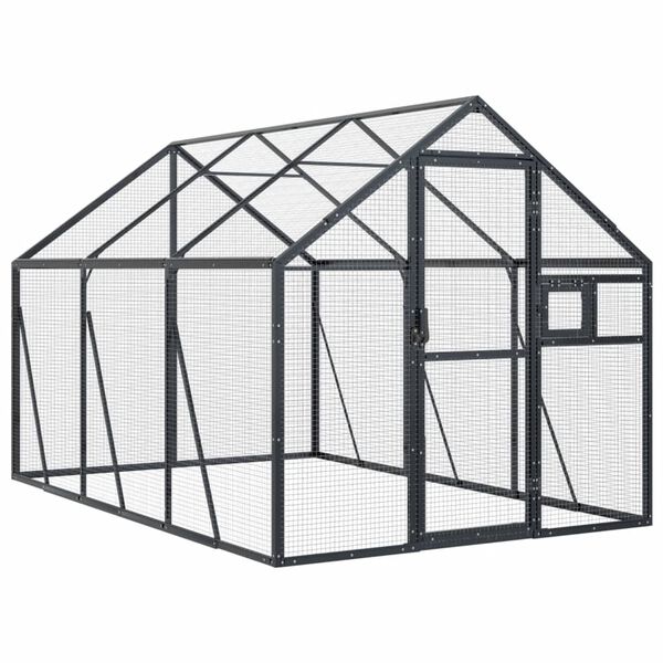 vidaXL Fuglehus antrasitt 1,79x3x1,85 m aluminium