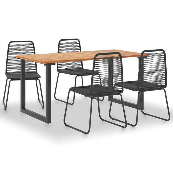 vidaXL Utend&oslash;rs spisestue 5 deler heltre akasie og polyrotting