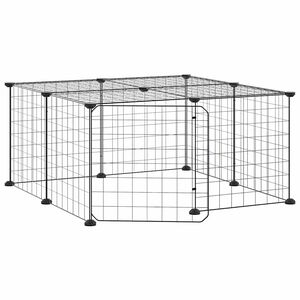 vidaXL Dyrebur 12 paneler med d&oslash;r svart 70x70x35 cm st&aring;l