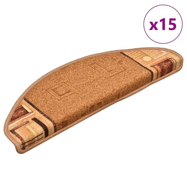 vidaXL Selvklebende trappematter 15 stk beige 65x21x4 cm