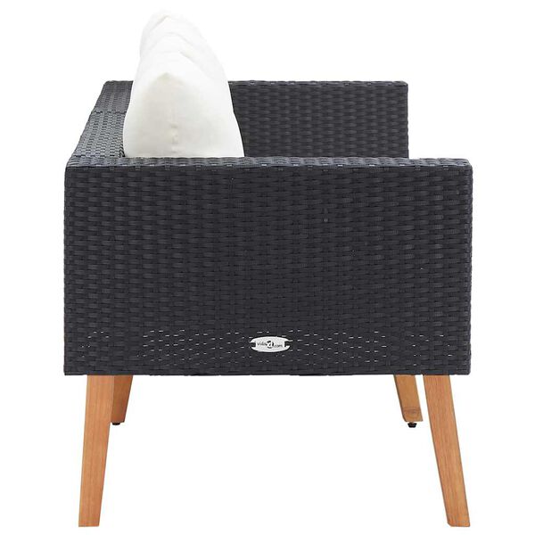 vidaXL Hagesofa med puter 2 seter polyrotting svart