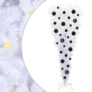 vidaXL Kunstig juletre med 150 LED med stativ Hvit 120 cm PVC og St&aring;l