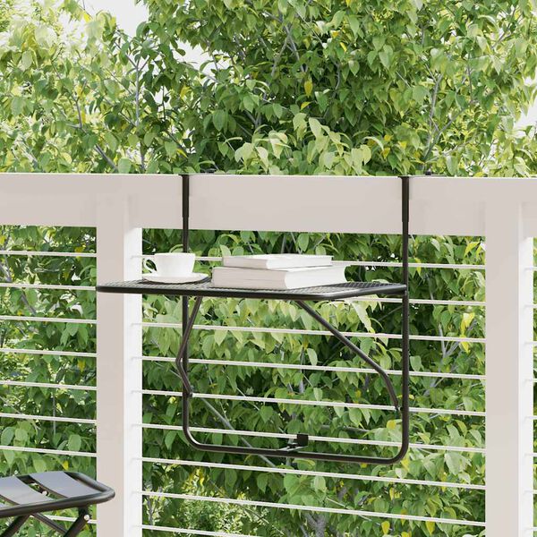 vidaXL Balkongbord svart 60x40 cm st&aring;l