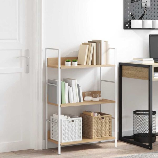 vidaXL Bokhylle 3 lag eik 60x27,6x90,5 cm konstruert tre