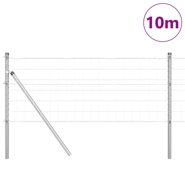 vidaXL Gjerde med stolpe s&oslash;lv 0,6 x 10 m St&aring;l og PVC