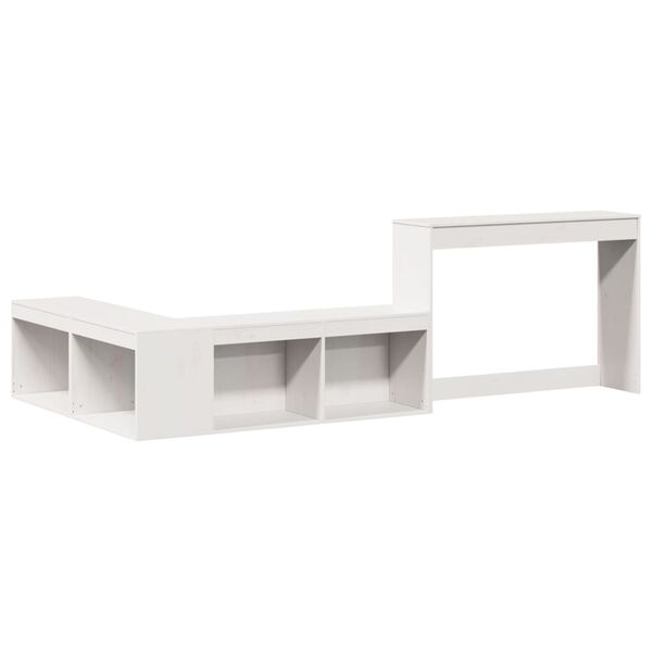 vidaXL Nattbord med skrivebord hvit 232x112x75 cm heltre furu