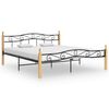 vidaXL Sengeramme svart metall og heltre eik 200x200 cm