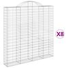 vidaXL Gabionkurver buede 8 stk 200x30x200/220 cm galvanisert jern