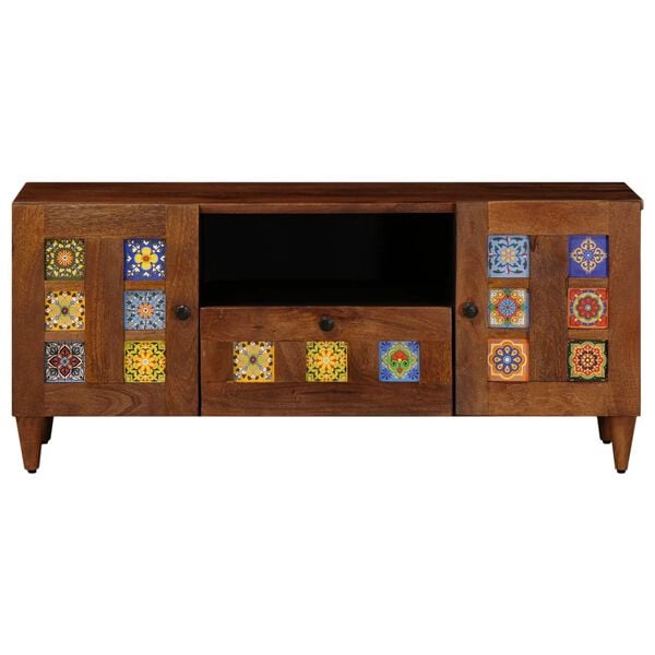 vidaXL TV-skap med skuff Valn&oslash;tt 105 x 33 x 46 cm Massiv mango tre