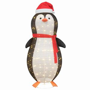 vidaXL Sn&oslash; Pingvin Figur med 600 LED Varmhvit 78 x 178 cm stoff