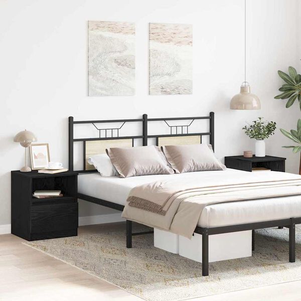vidaXL Nattbordskap 2 pcs Svart Eik 40 x 40 x 50 cm Konstruert tre