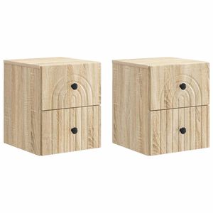 vidaXL Vegghengt Nattbord med skuff 2 pcs Sonoma eik 33 x 34,5 x 40 cm