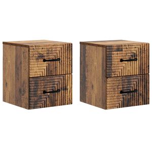 vidaXL Vegghengt Nattbord 2 stk. Gammelt tre 34,5 x 33 x 40 cm
