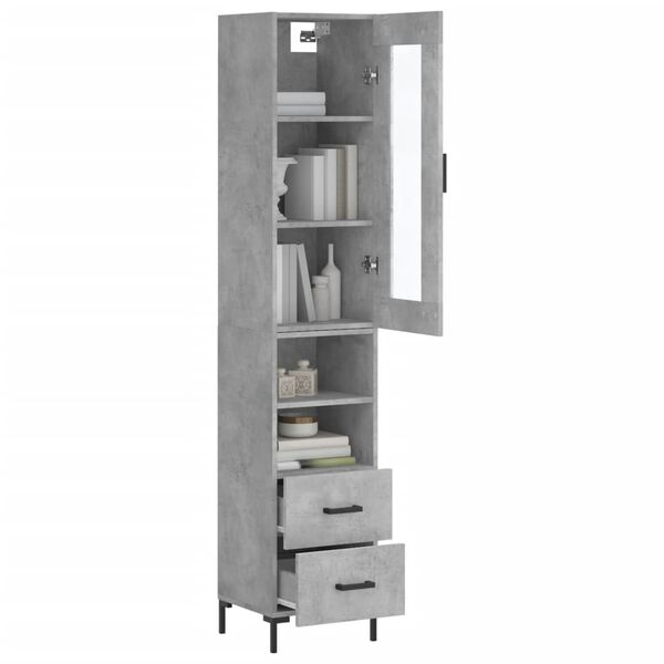 vidaXL Highboard betonggr&aring; 34,5x34x180 cm konstruert tre