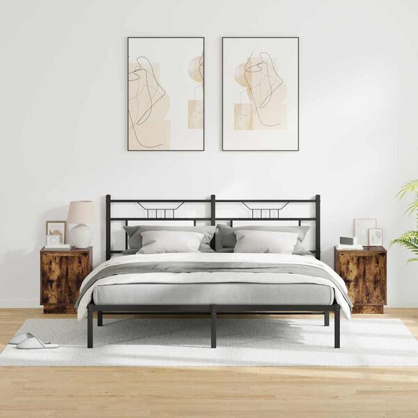 vidaXL Nattbordskap 2 pcs R&oslash;kt eik 39 x 34.5 x 50 cm Konstruert tre