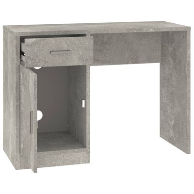 vidaXL Skrivebord skuff og skap betonggrå 100x40x73 cm konstruert tre