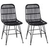 vidaXL Spisestol 2 pcs Svart 41 x 55 x 85 cm Rattan og St&aring;l