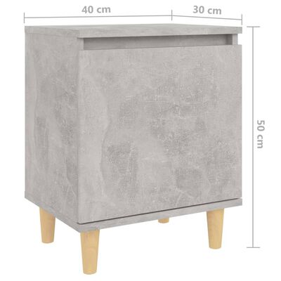 vidaXL Nattbord med ben i heltre 2 stk betonggrå 40x30x50 cm