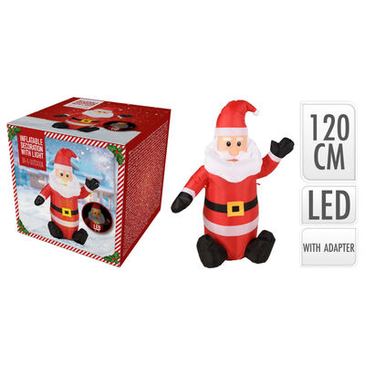 Ambiance Oppblåsbar julenisse med LED 120 cm
